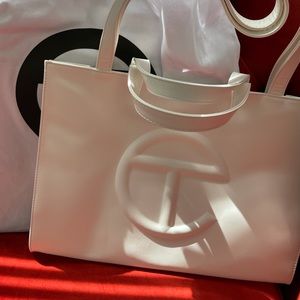 Telfar White Medium Shopping Bag